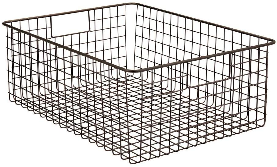 2 Pack Wire Storage Baskets, Farmhouse Metal Wire Basket Freezer Storage  Organizer Bins With Handle